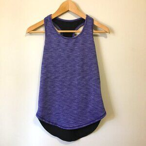 Jill Yoga Two Tone Deep Blue Heather Scoop Racerback Tank Top